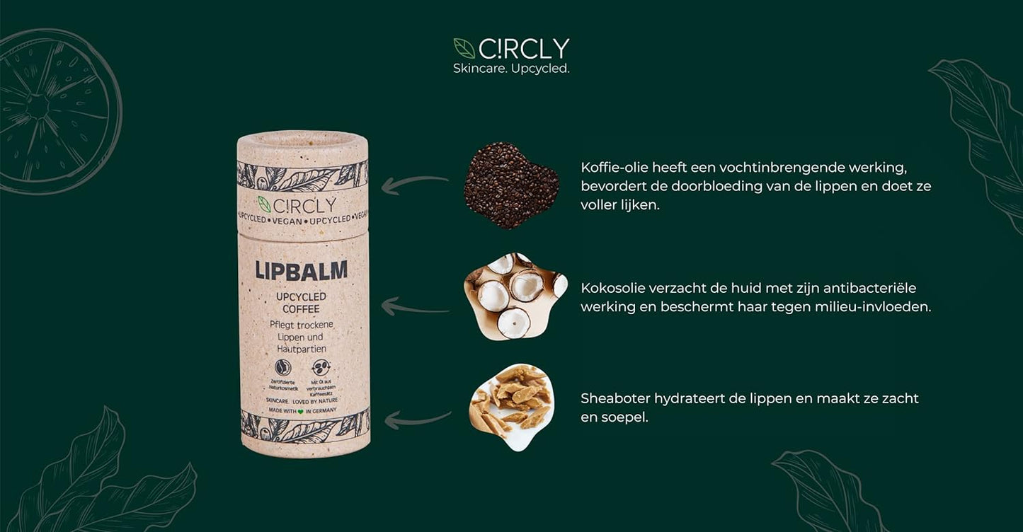 C!RCLY Lippenpflegestift upgecyceltem Kaffeeöl, Kokosöl Sheabutter