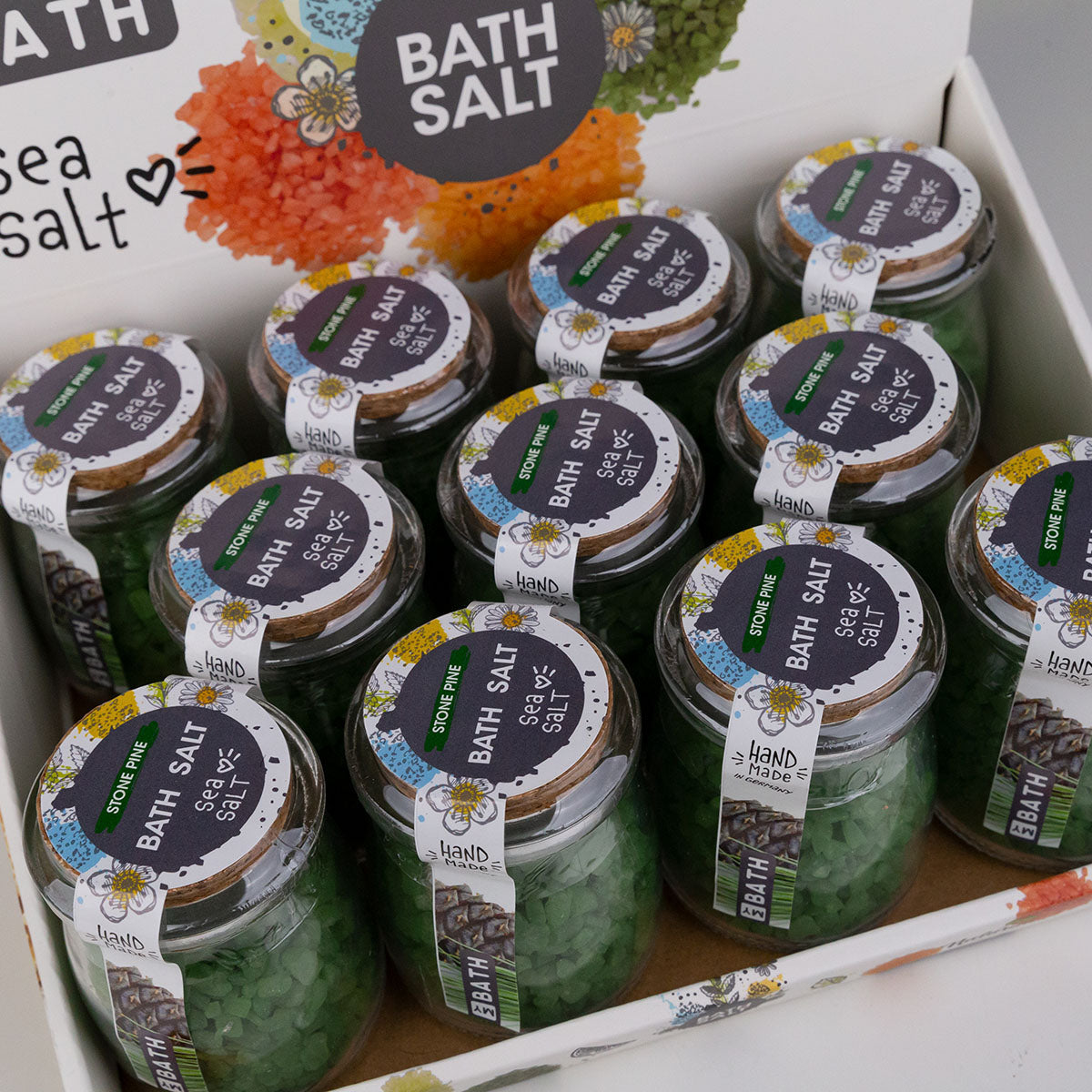 MY BATH Badesalz in Glas mit Korkverschluss, Zirbe Meersalz