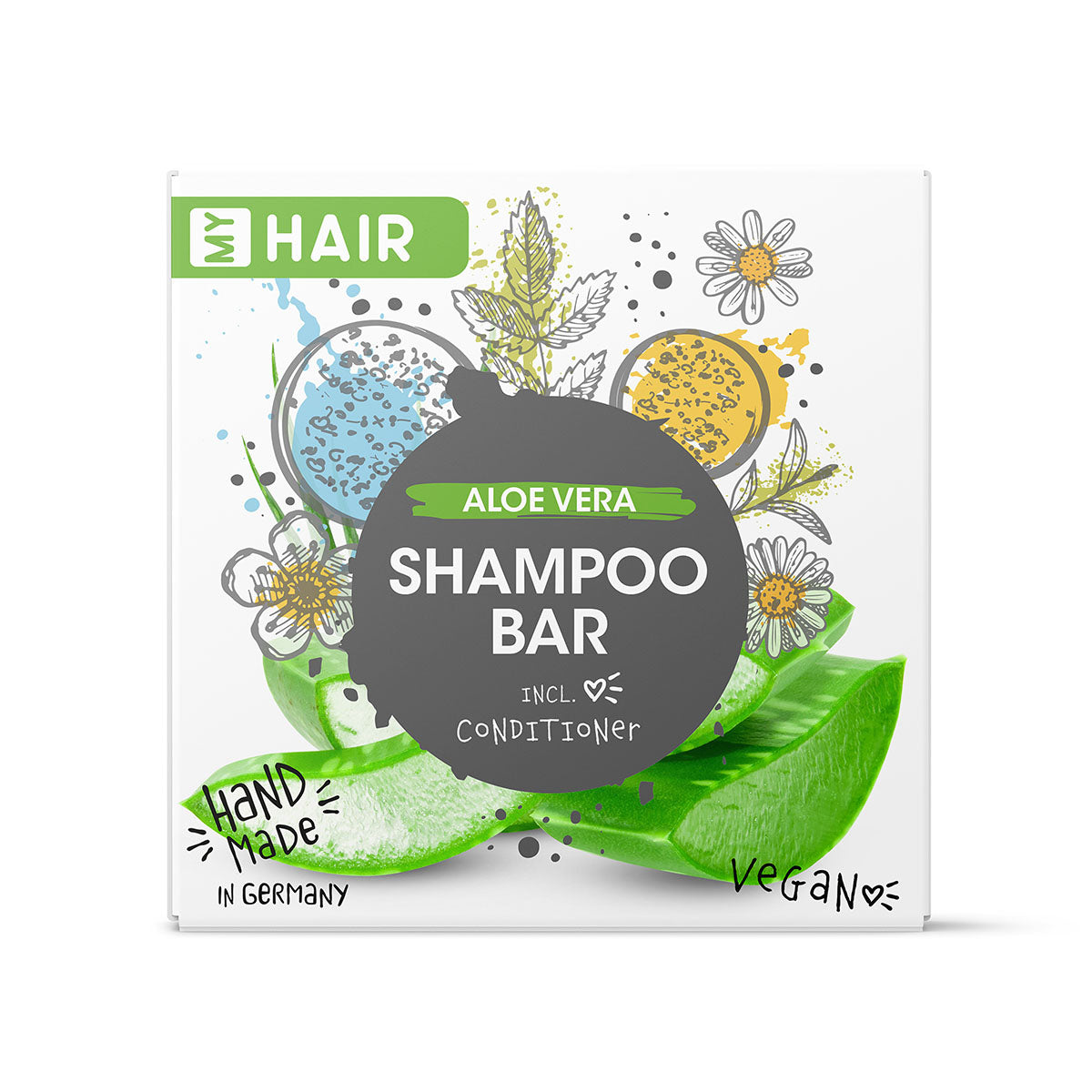 MY HAIR Handgefertigtes festes Shampoo in Papierschachtel, Aloe Vera