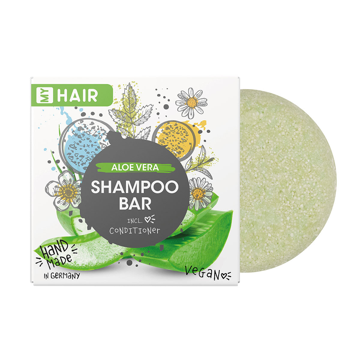 MY HAIR Handgefertigtes festes Shampoo in Papierschachtel, Aloe Vera