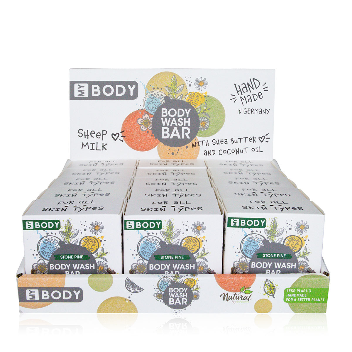 MY BODY Handgefertigtes festes Body Wash in Papierschachtel, Zirbe