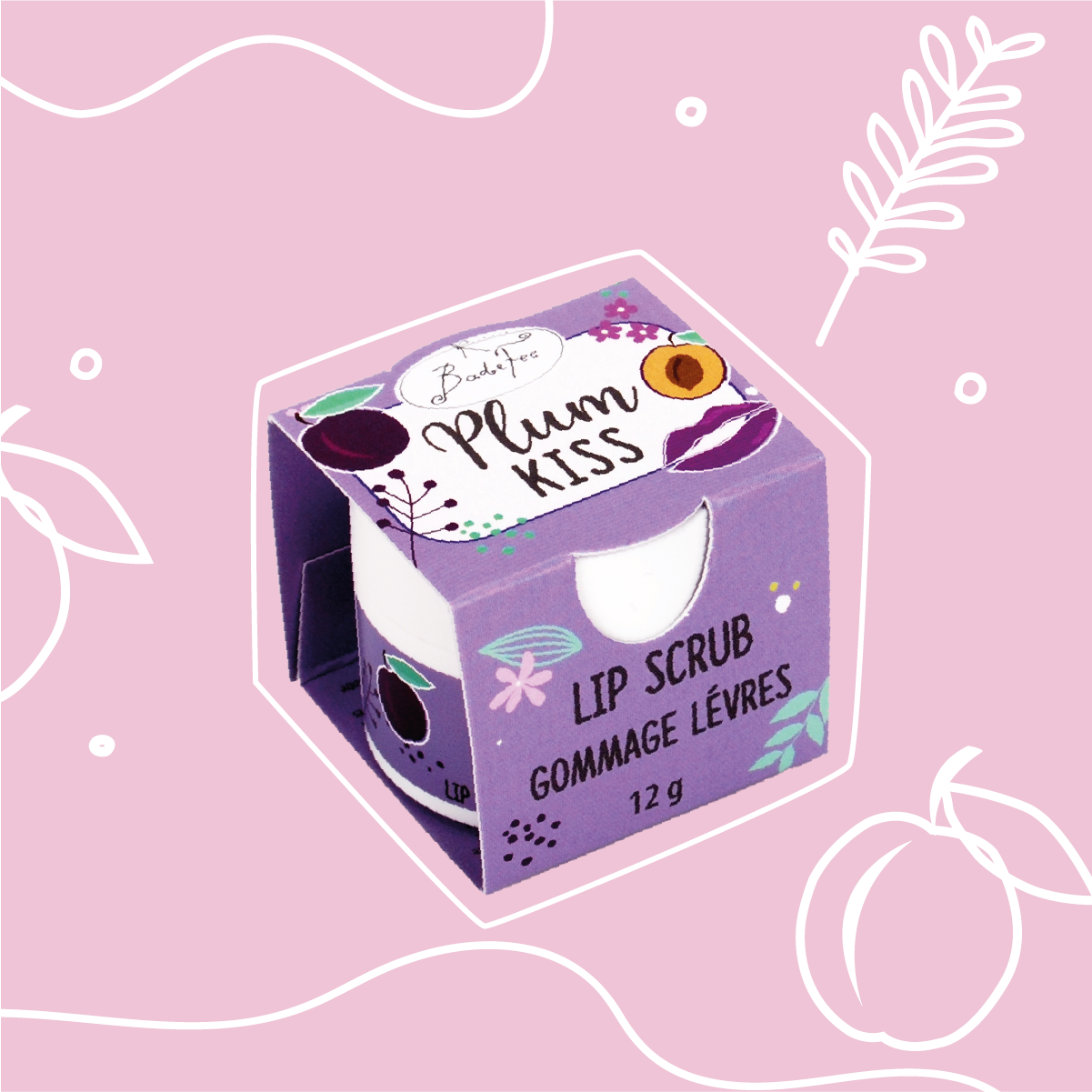 Badefee Lippenpeeling Plum Kiss  mit Bienenwachs, Zucker & natürlichem Duft, mikroplastikfrei