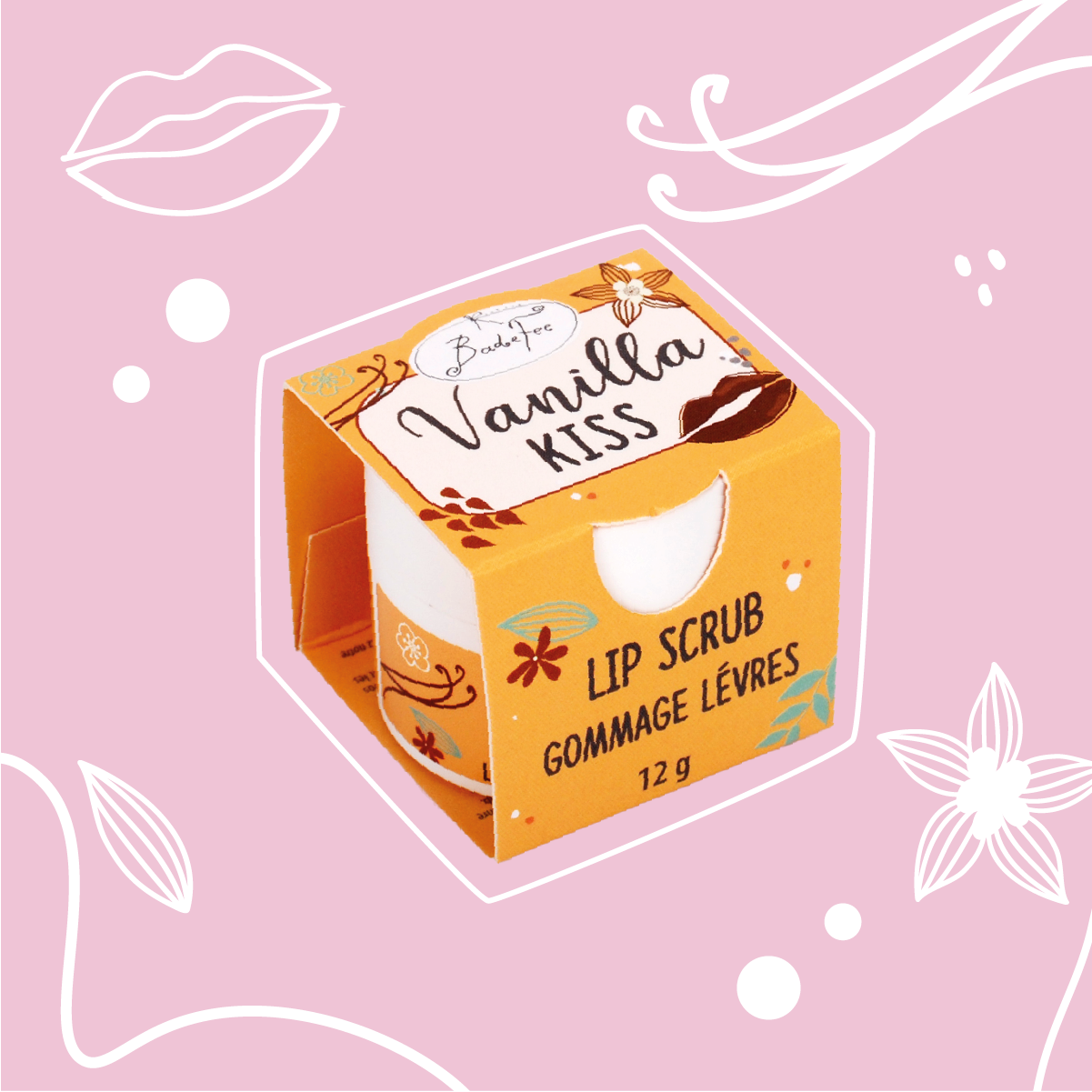 Badefee Lippenpeeling Vanilla Kiss  mit Bienenwachs, Zucker & natürlichem Duft, mikroplastikfrei
