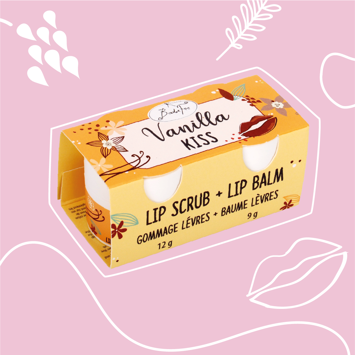 Badefee Lippenpflege Duo Vanilla Kiss  Peeling & Balsam mit Bienenwachs & natürlichem Duft, mikroplastikfrei