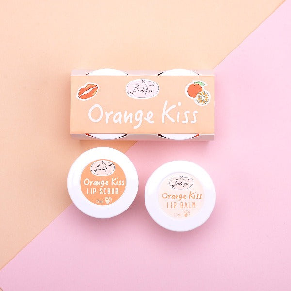 Badefee Lippenpflege Duo Orange Kiss  Peeling & Balsam mit Orangen-Duft, mikroplastikfrei & natürlich