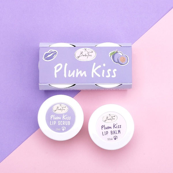 Badefee Lippenpflege Duo Plum Kiss  Peeling & Balsam mit Bienenwachs & natürlichem Duft, mikroplastikfrei